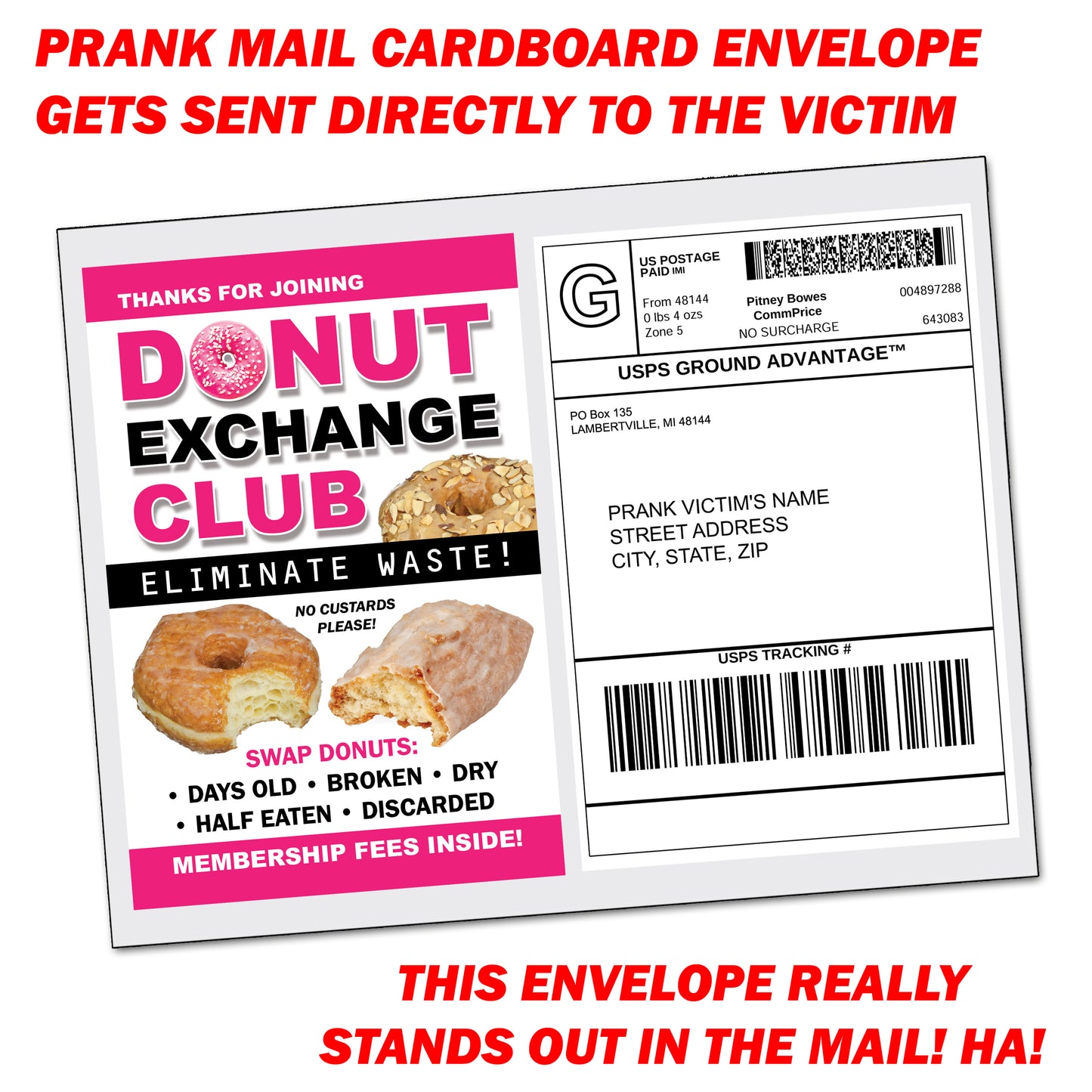 Donut Exchange Club Fake Document Prank Mail