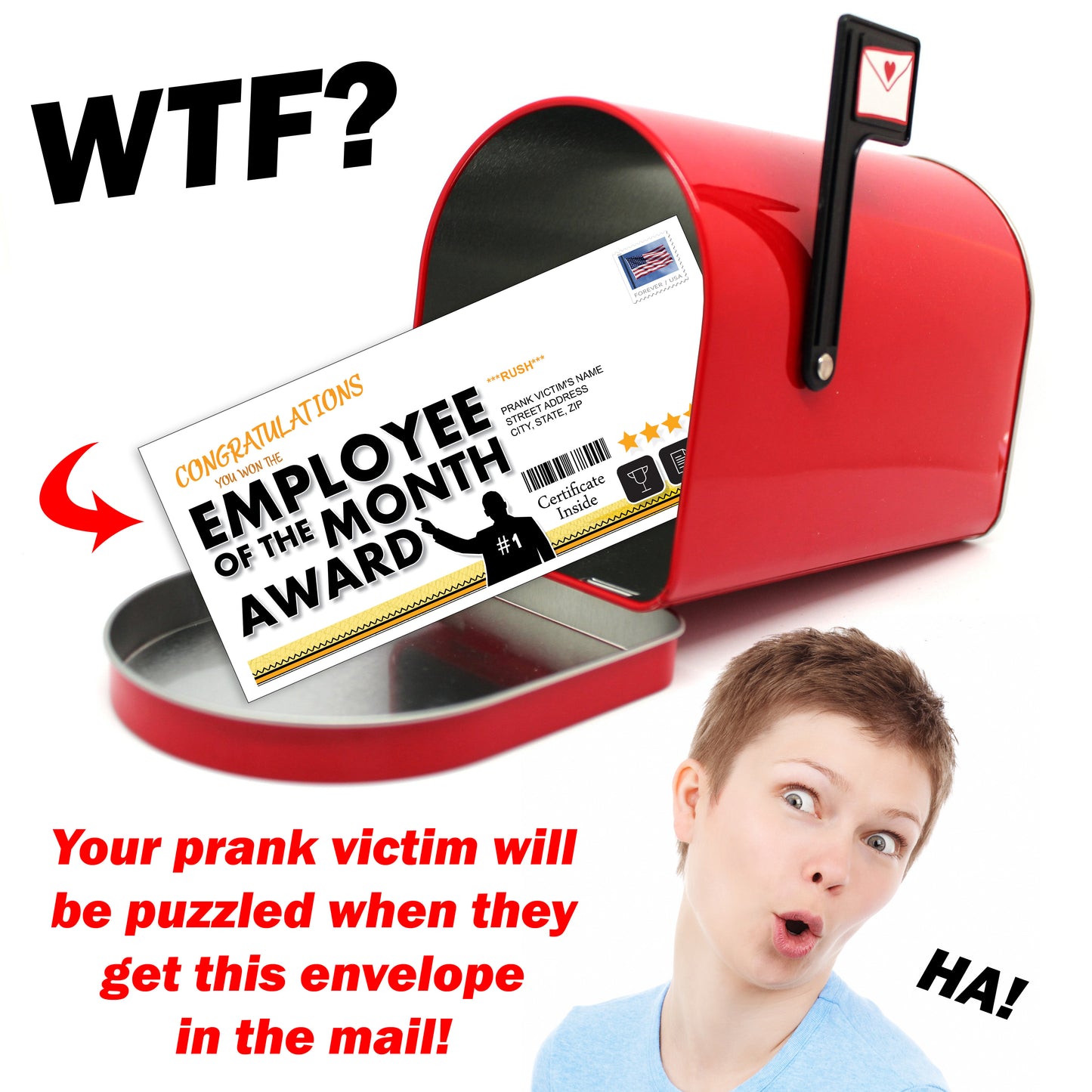 Employee of the Month Fake Award Middle Finger Prank Mail