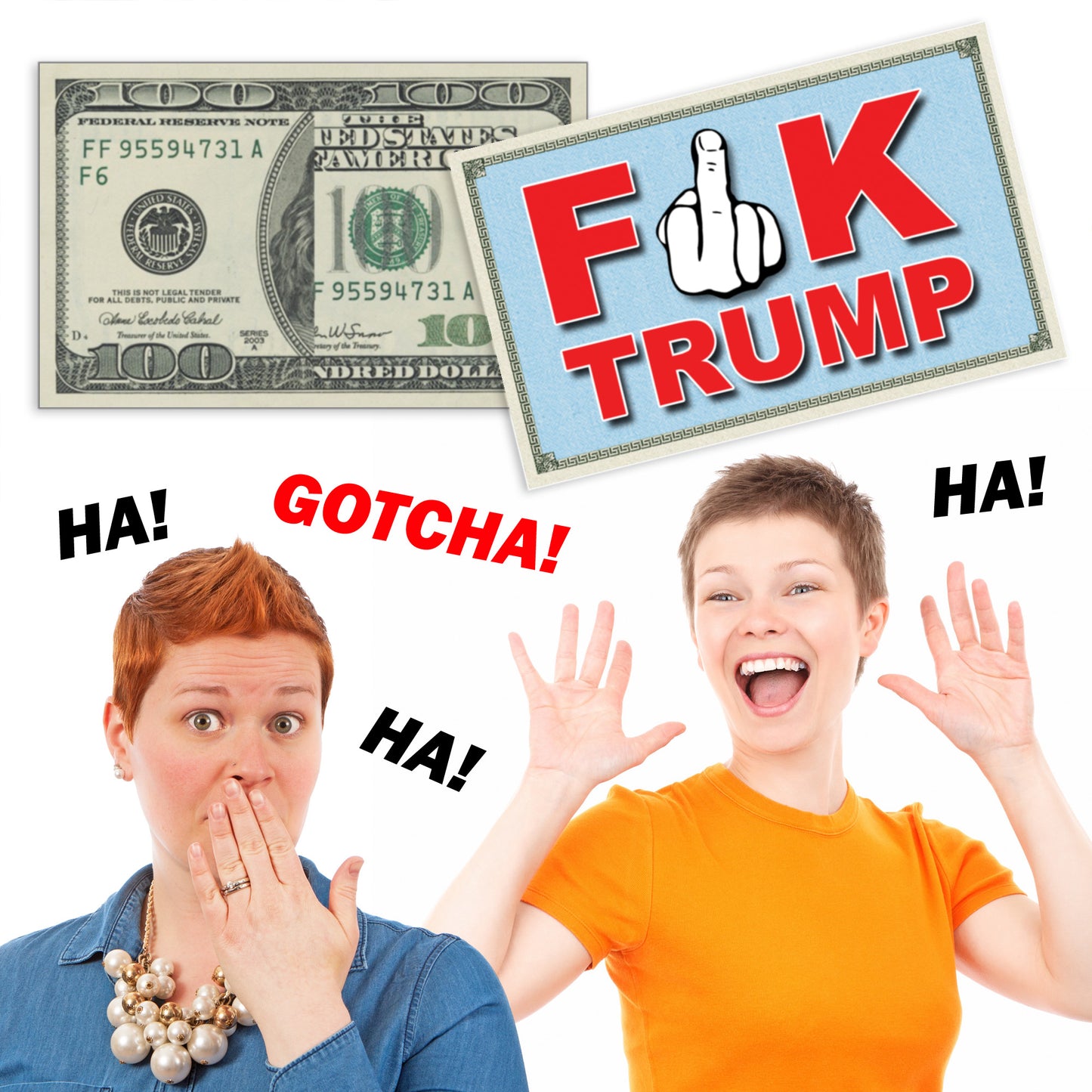 Fuck Trump Fake Prank Hundred Dollar Bills Money with a Middle Finger! 50 Qty!