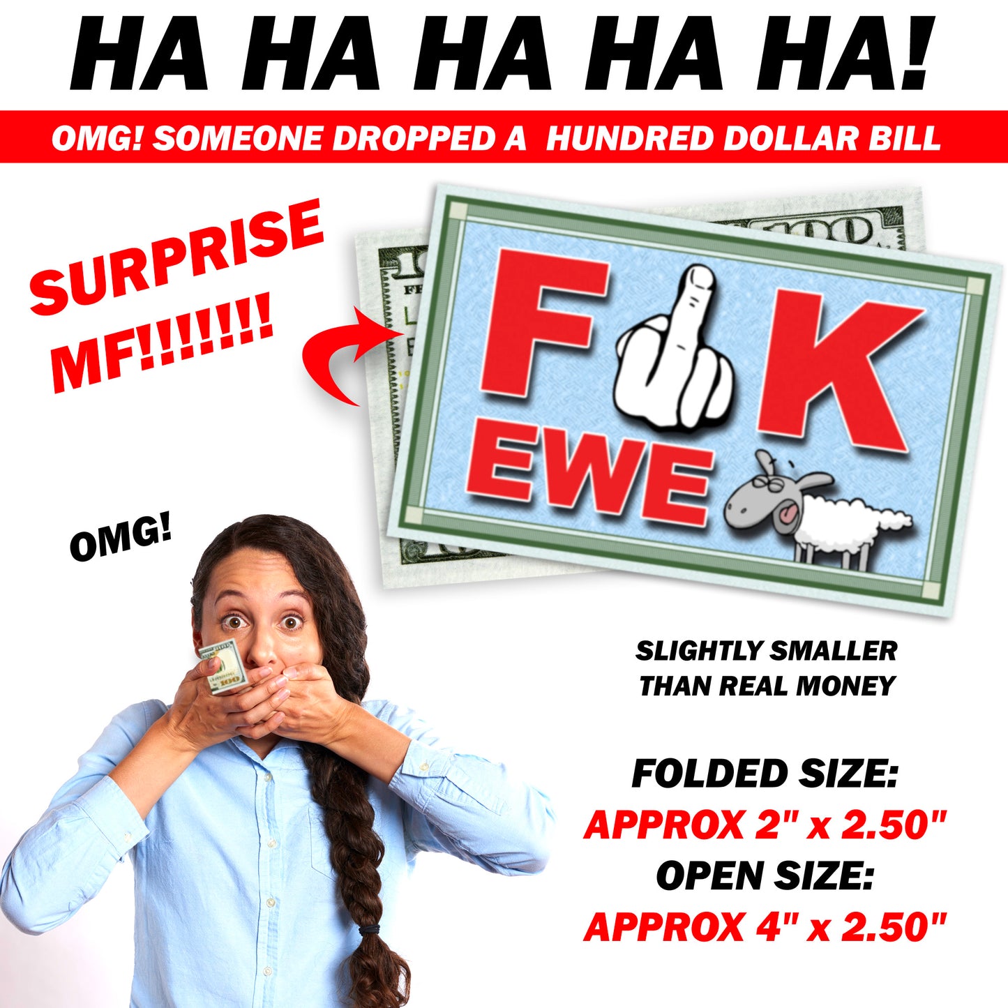 Fuck Ewe! Fake Prank 100 Dollar Bills Money! 50 Qty! Troll Everyone!