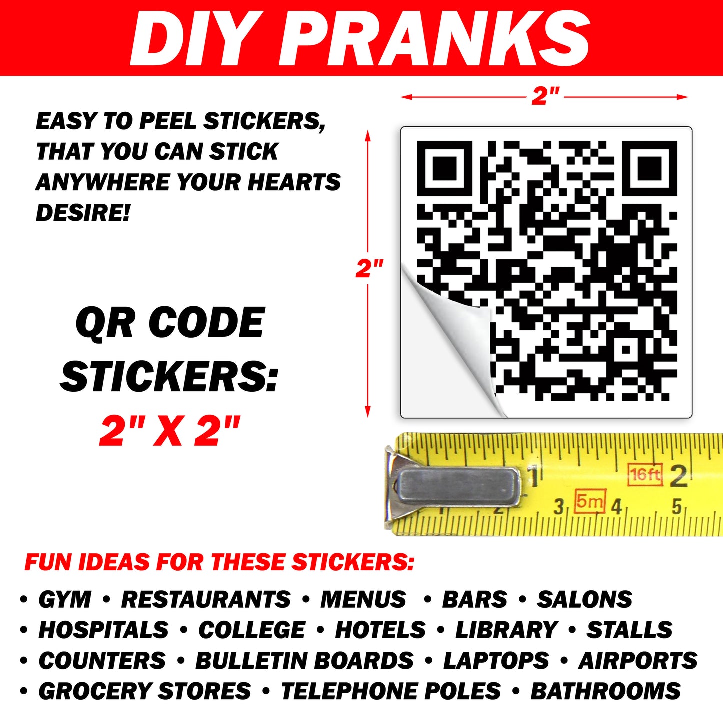 Fuck You Middle Finger QR Code Prank Stickers - 25 QTY