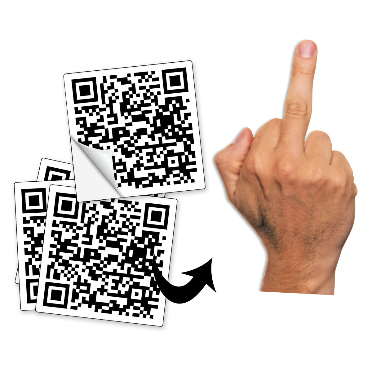 Fuck You Middle Finger QR Code Prank Stickers - 25 QTY