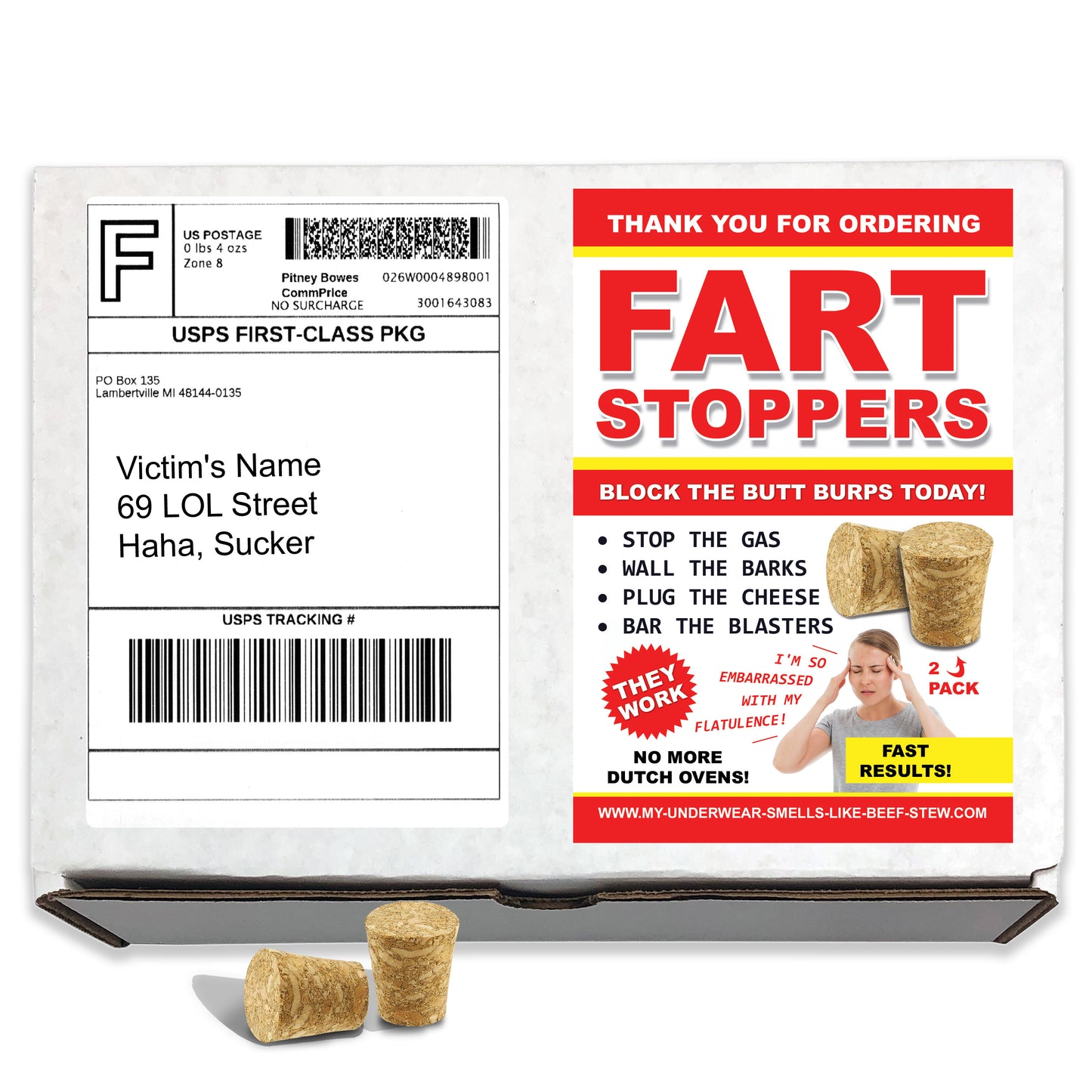 Fart Stoppers embarrassing prank box
