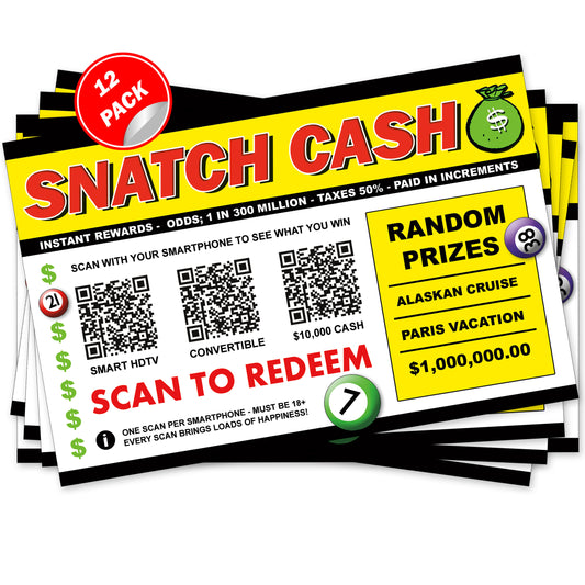 Embarrassing Snatch Cash Fake Prank Prize Cards / Postcards - Endless Laughter - Set of 12