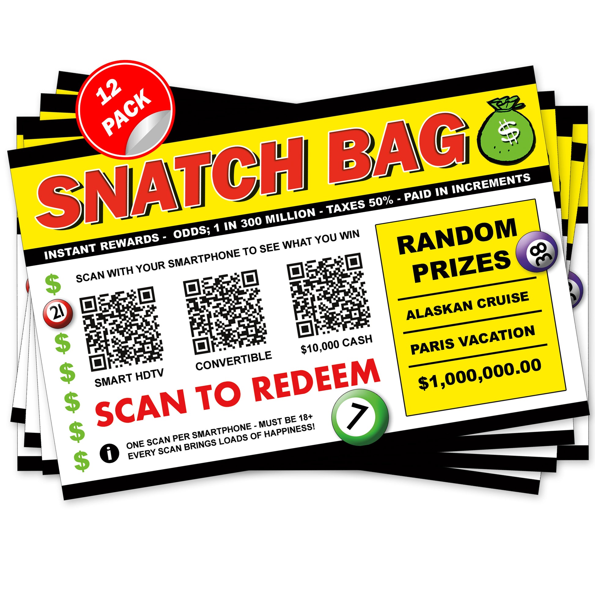 Snatch Bag Fake Lotto Tickets Prank Cards Postcards