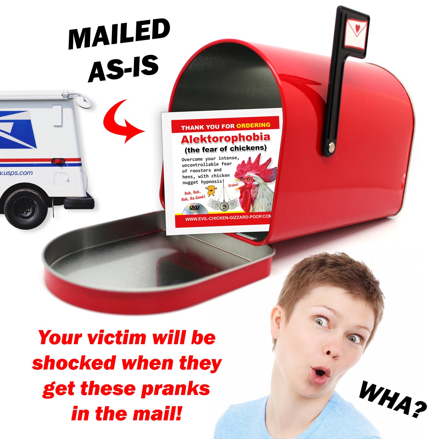 Fear of Chickens Gag Mailer Prank