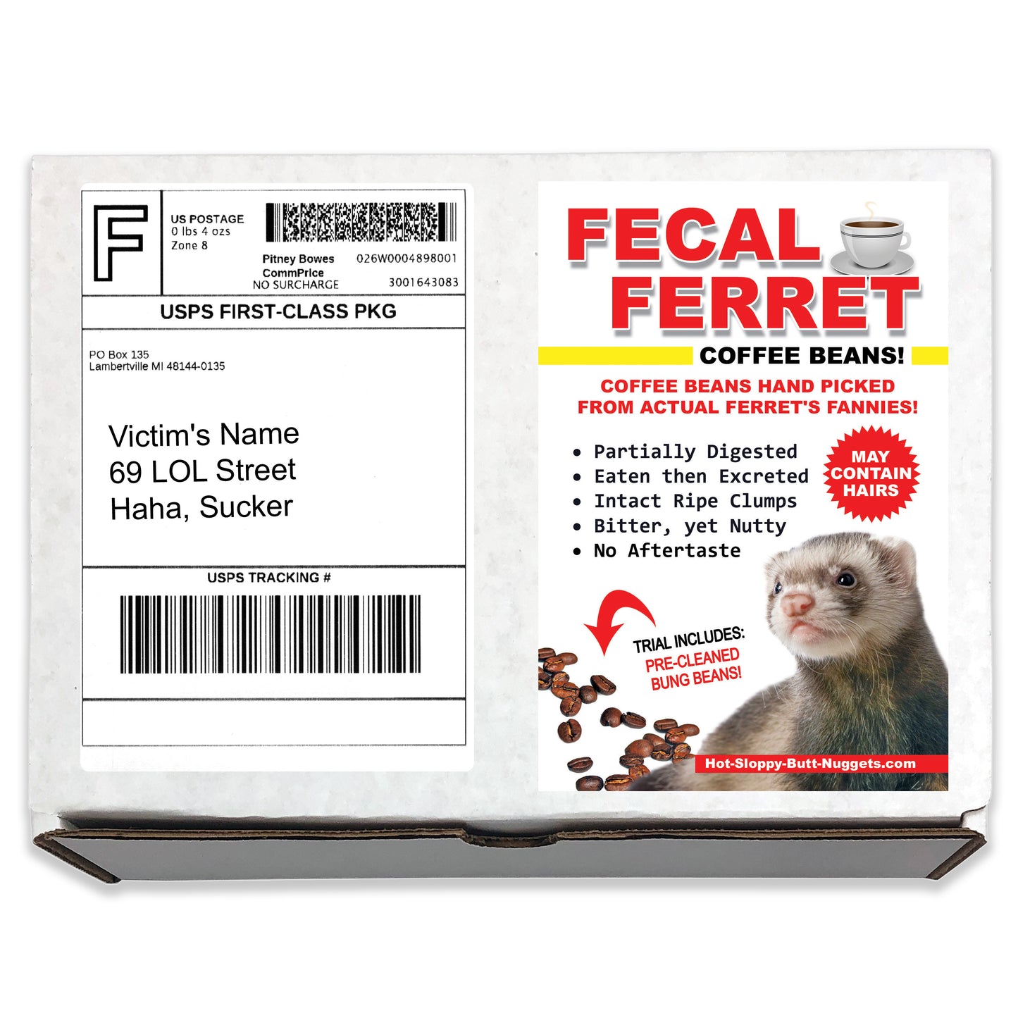 Fecal Ferret Coffee Beans Prank Box