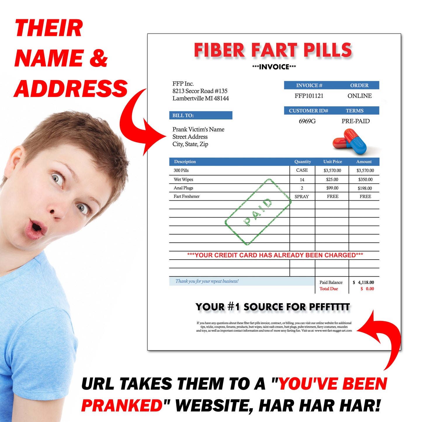 Fiber Fart Pills Mail Prank Letter