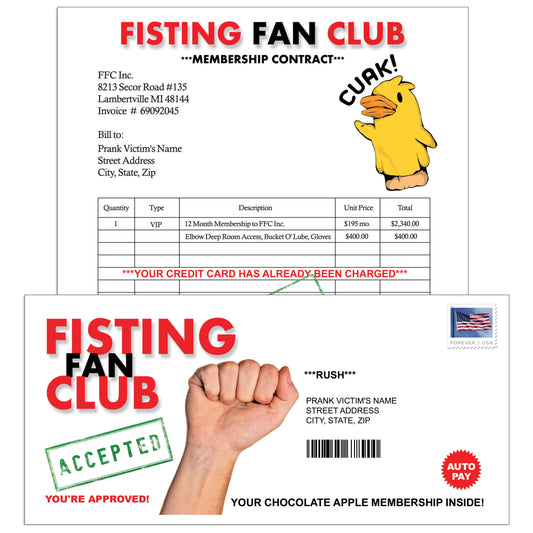 Fisting Fan Club Mail Prank