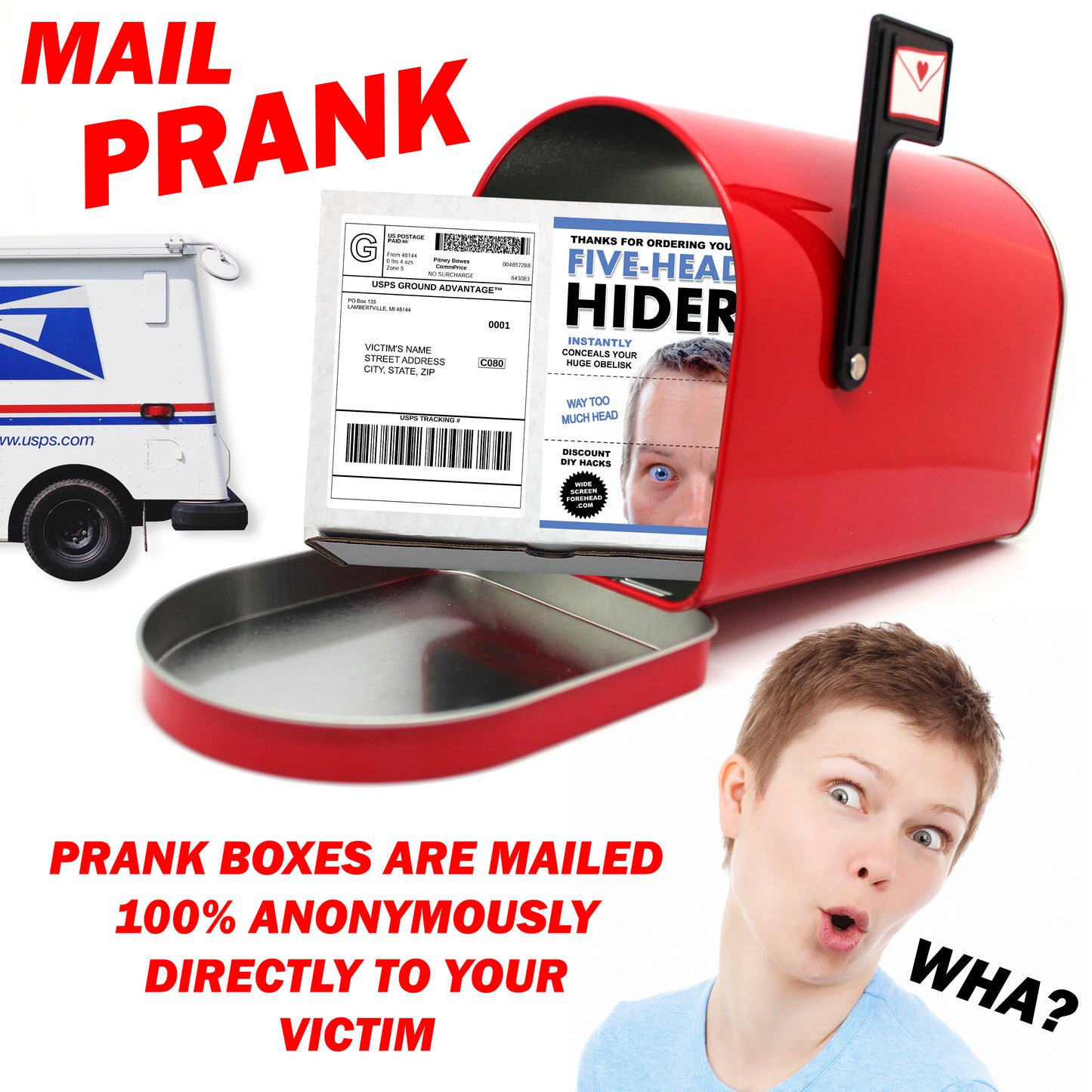 Five-Head Hider Mail Prank Joke