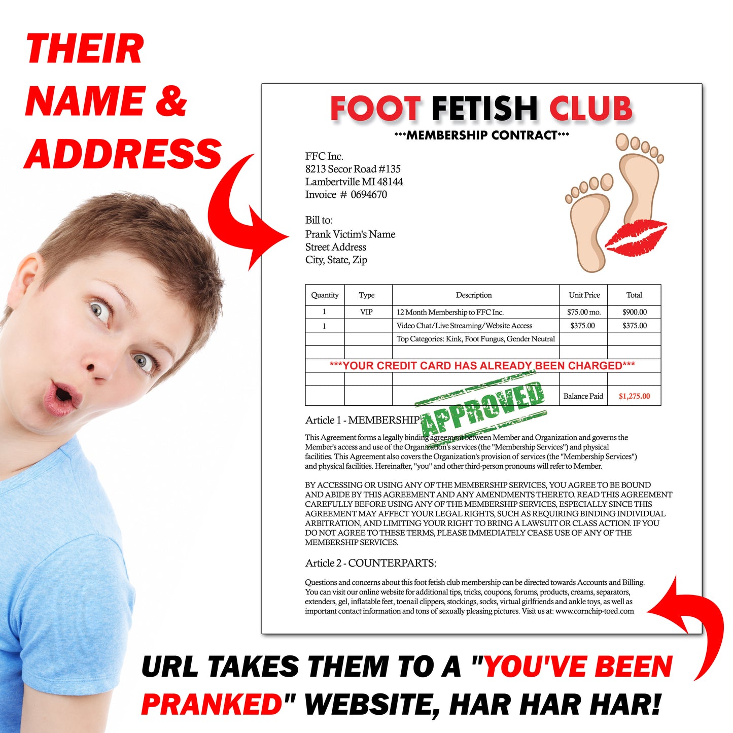 Foot Fetish Mail Prank Letter