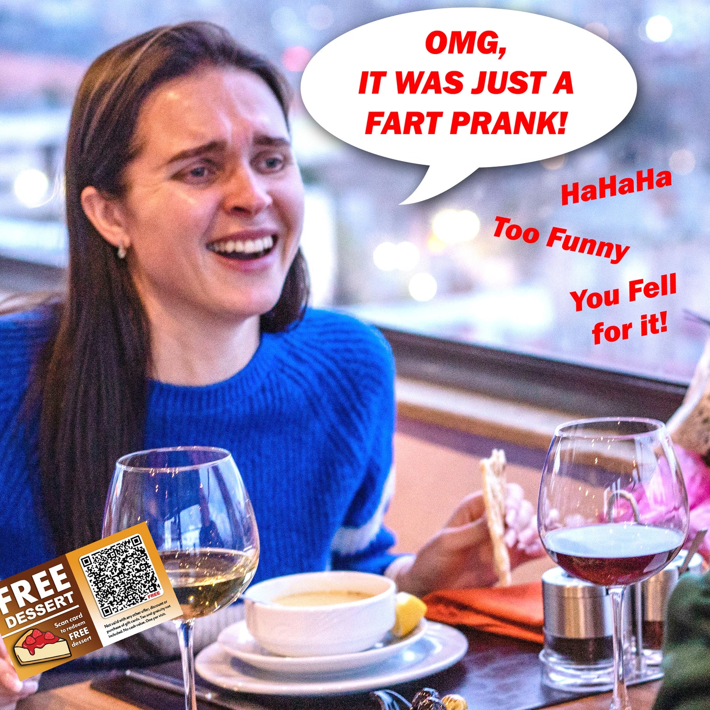 Prank Farting Free Dessert Cards: Hilarious Gag, 50 Qty