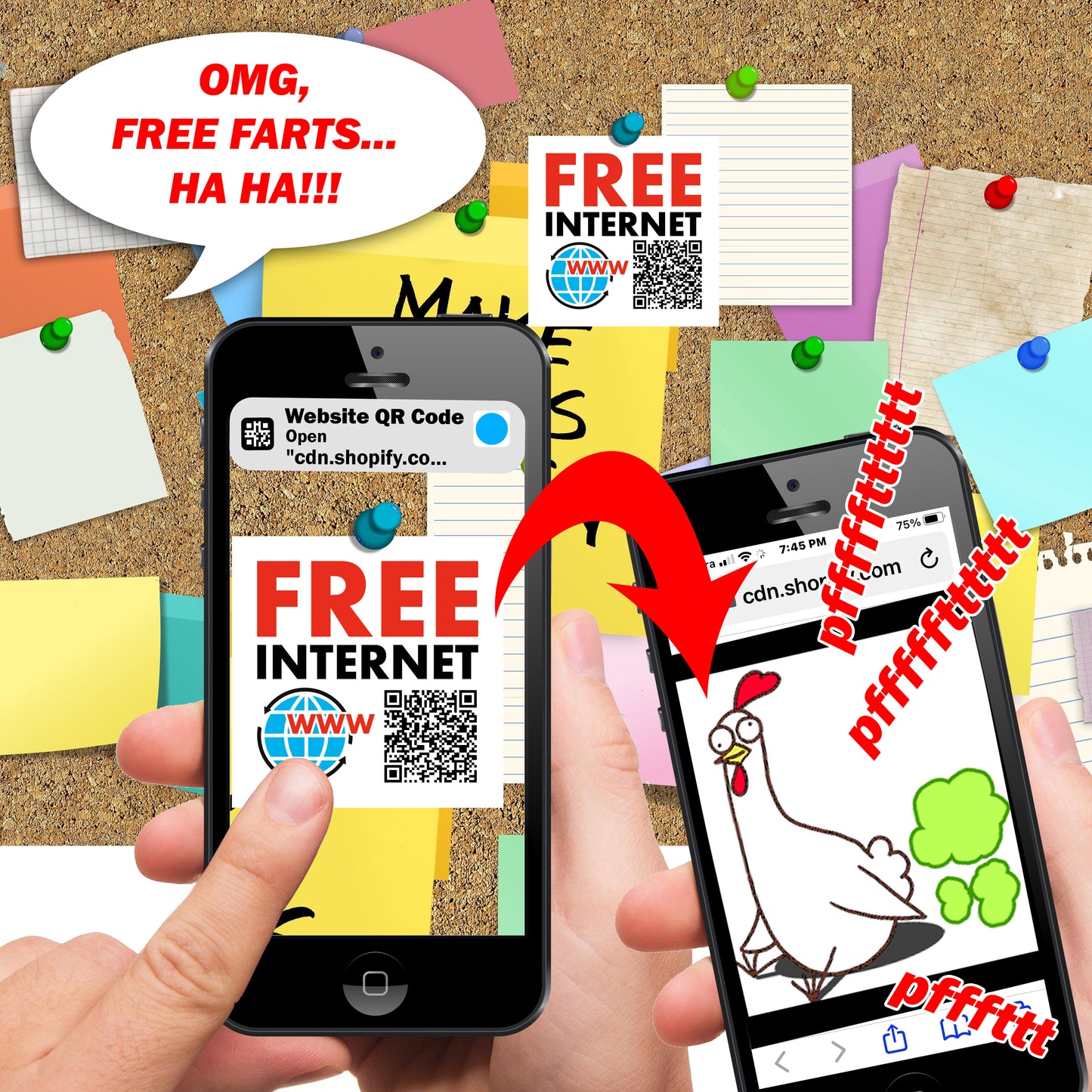 Funny Farting Chicken Free Internet Prank Stickers - 25 QTY