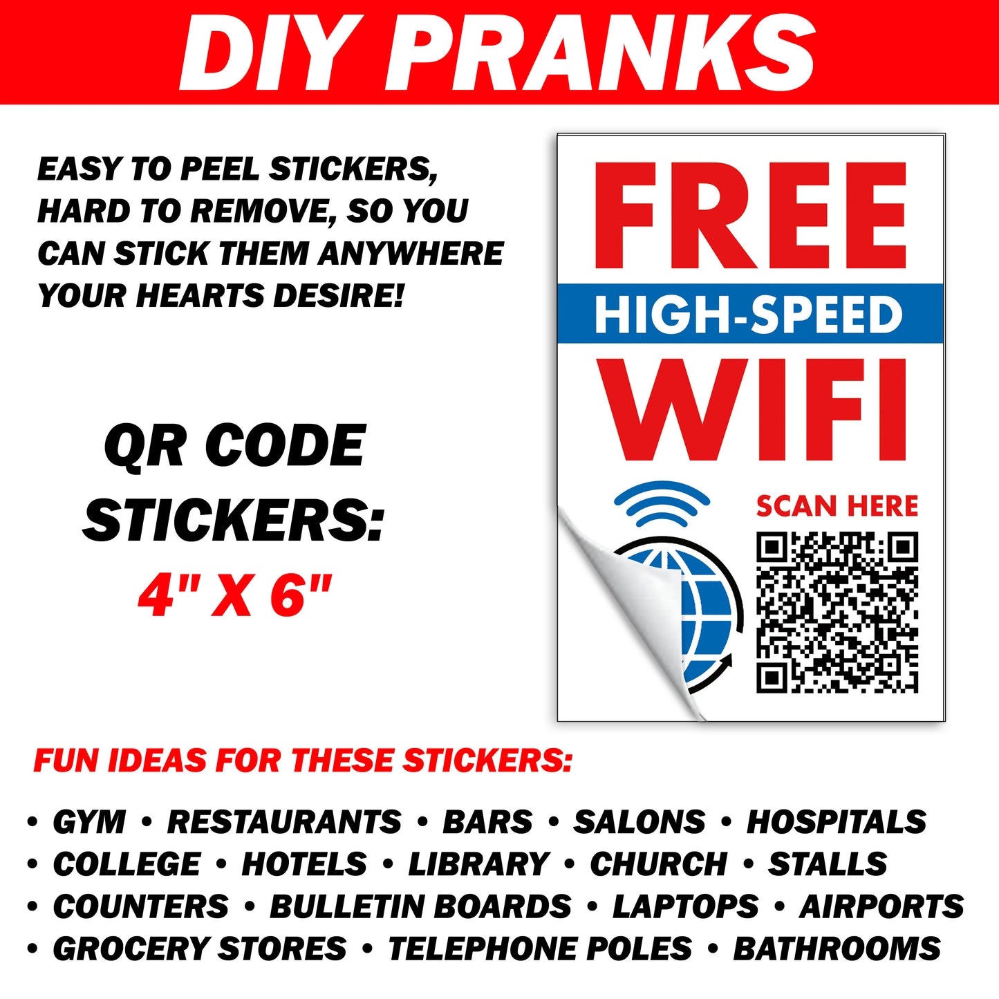Wifi Gorilla Middle Finger QR Code Prank Stickers - 15 QTY