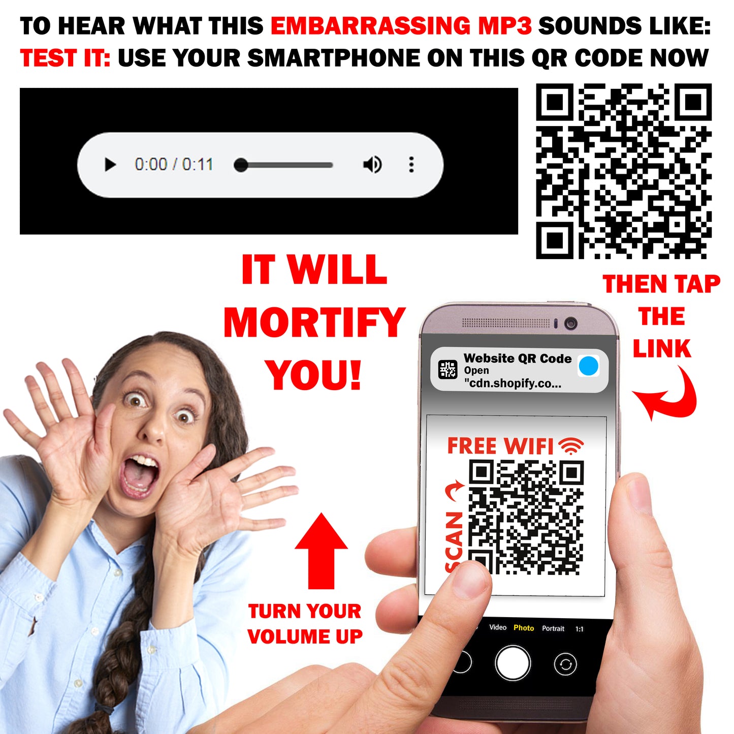 25 QTY Woman Orgasm QR Code Prank Wifi Stickers!