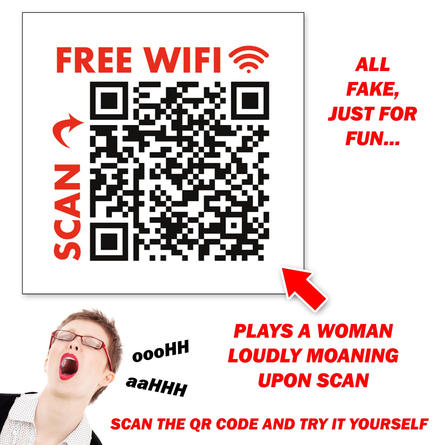 25 QTY Woman Orgasm QR Code Prank Wifi Stickers!
