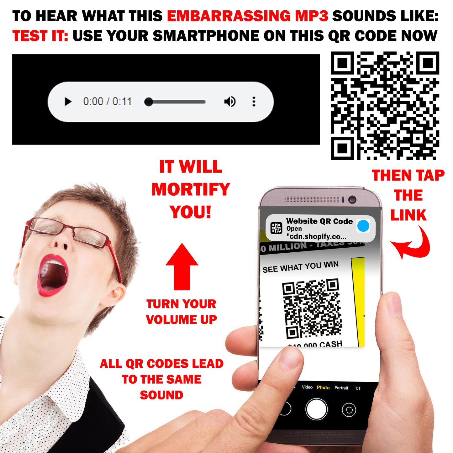 Embarrassing Snatch Bag Fake Prank Prize Cards / Postcards - Endless Laughter - Set of 12