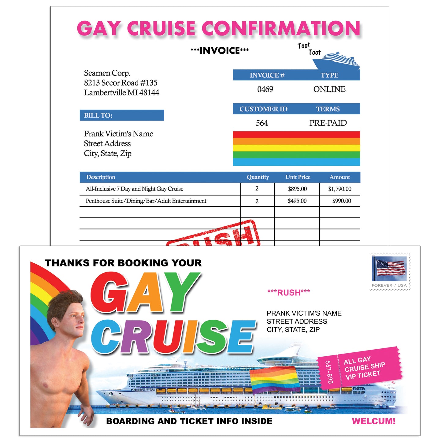 Gay Cruise Mail Prank Gag