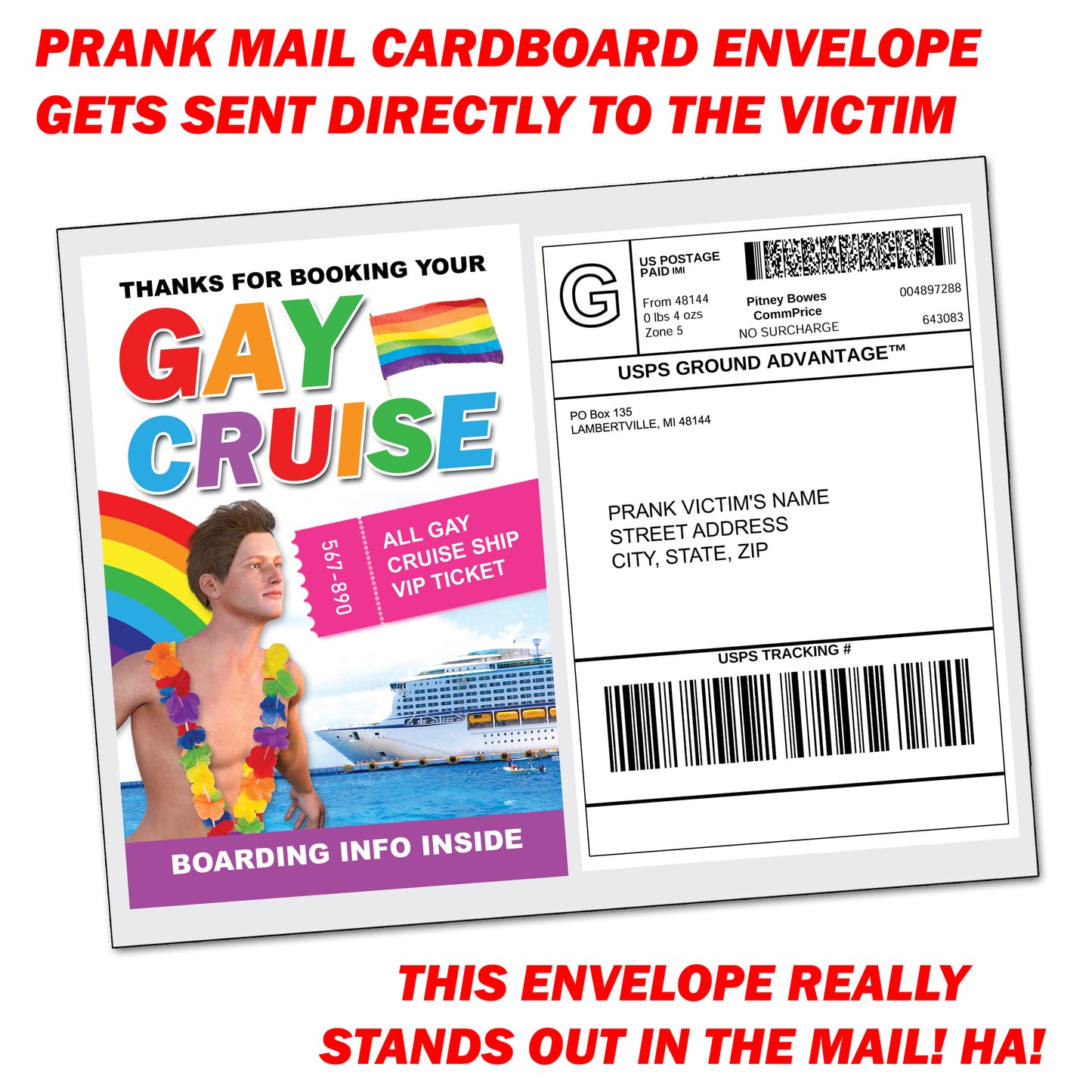 Gay Cruise Booking Fake Document Prank Mail Packet