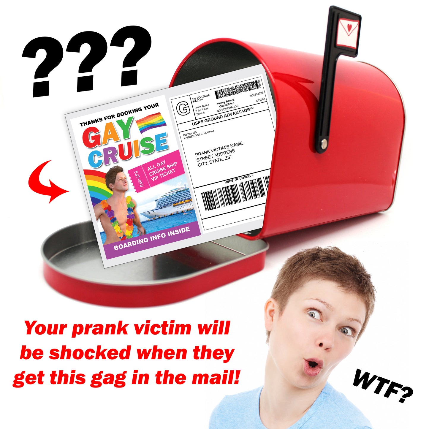 Gay Cruise Booking Fake Document Prank Mail Packet