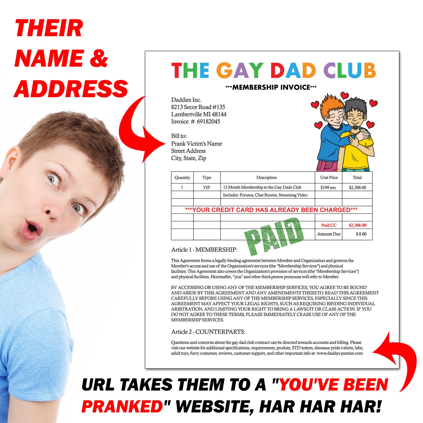 Prank Gay Dads Club Mail Joke