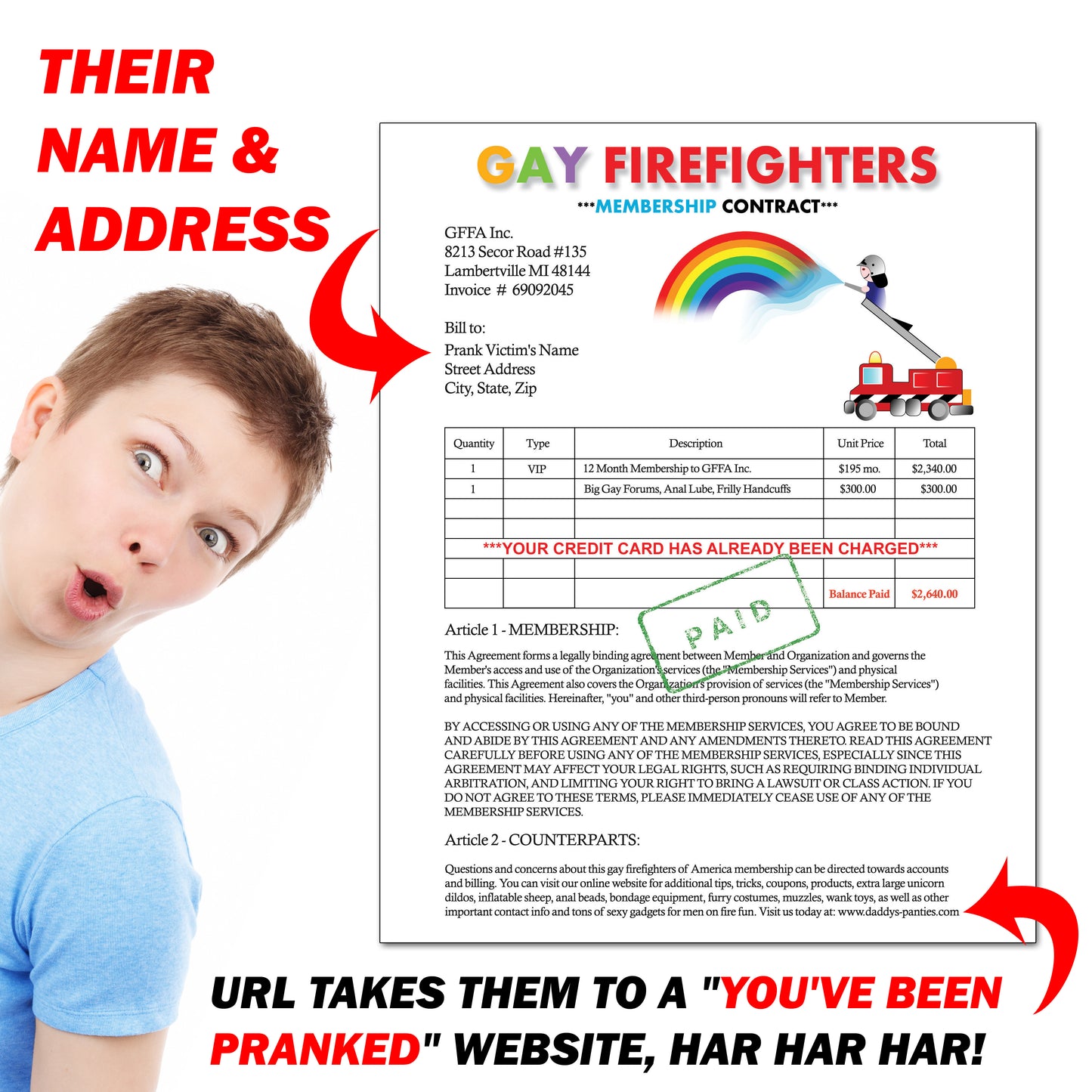 Gay Firefighters of America Prank Letter