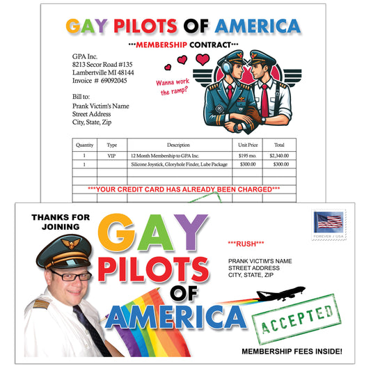 Gay Pilots Prank Mail Joke Gift