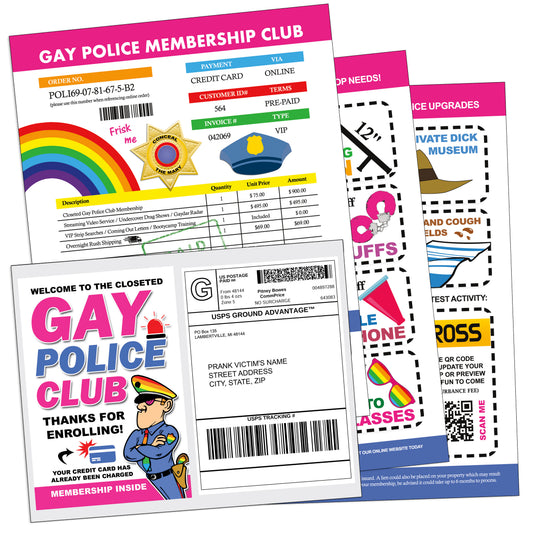 Gay Police Prank Membership Club Document Prank Mail Packet