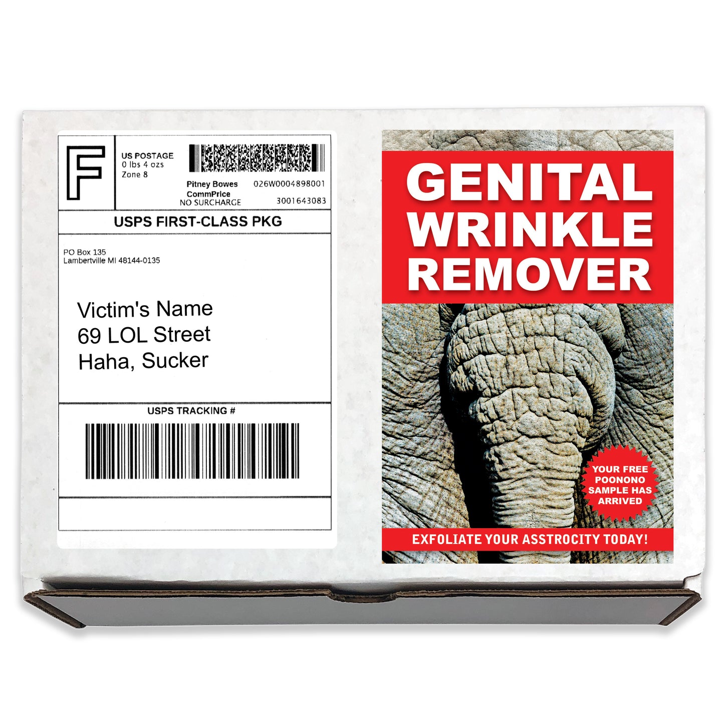Genital Wrinkle Remover Prank Mail