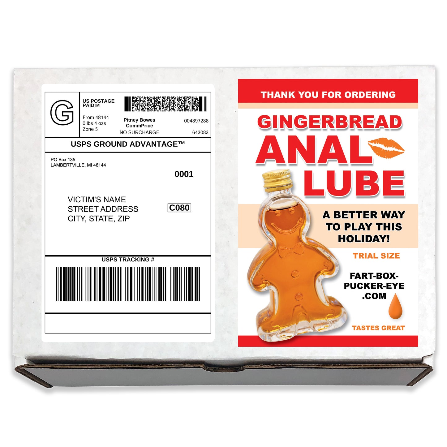 Gingerbread Anal Lube Holiday Prank Box
