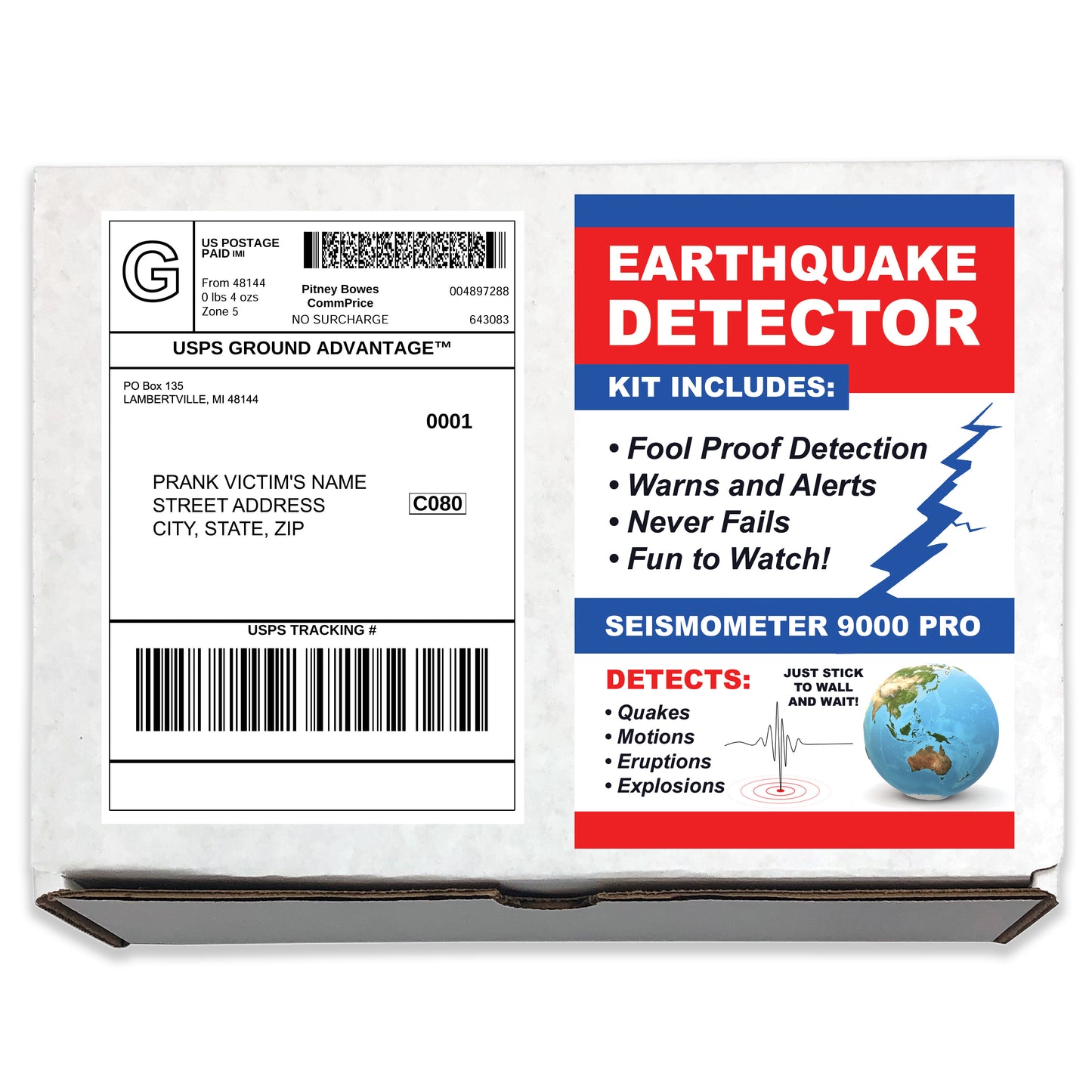Earthquake Detector Kit Googly Eyes Prank Mail Gag