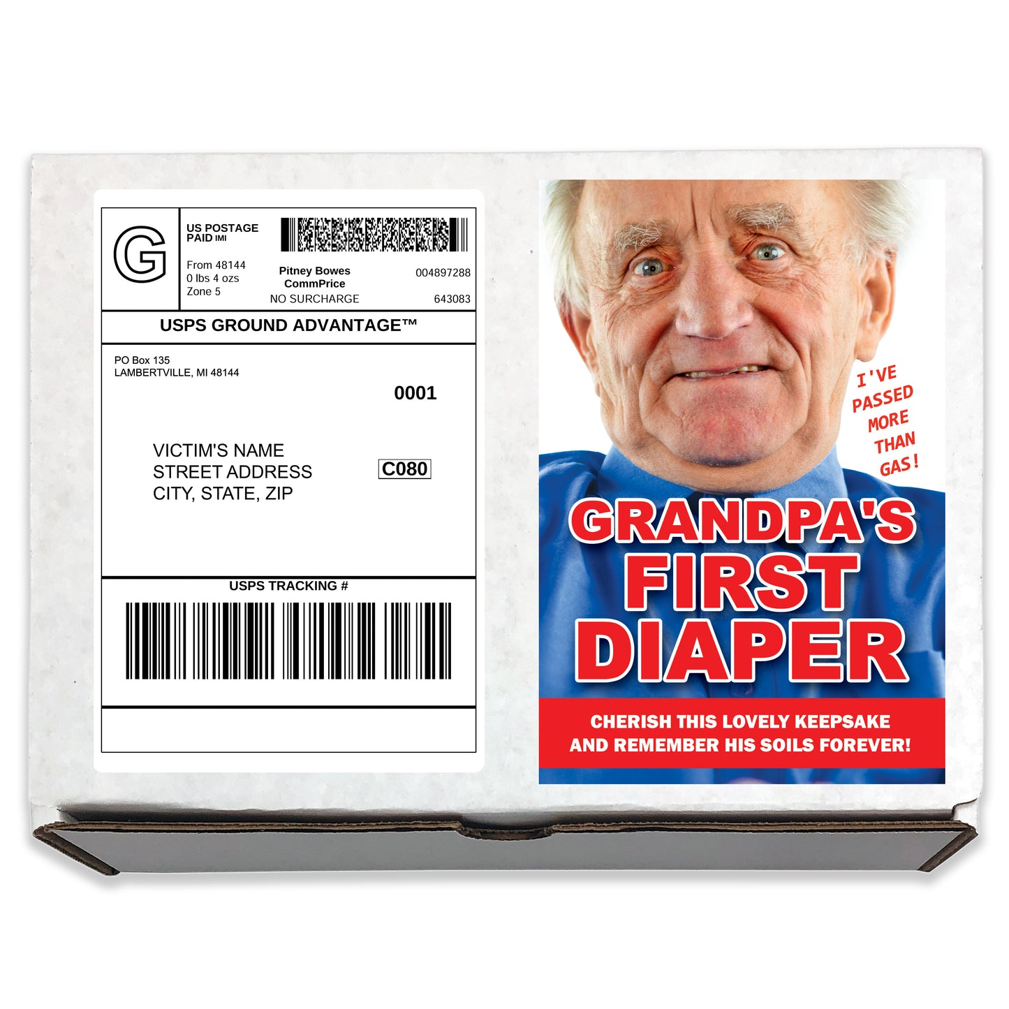 Grandpas First Diaper Gag Gift Mailer