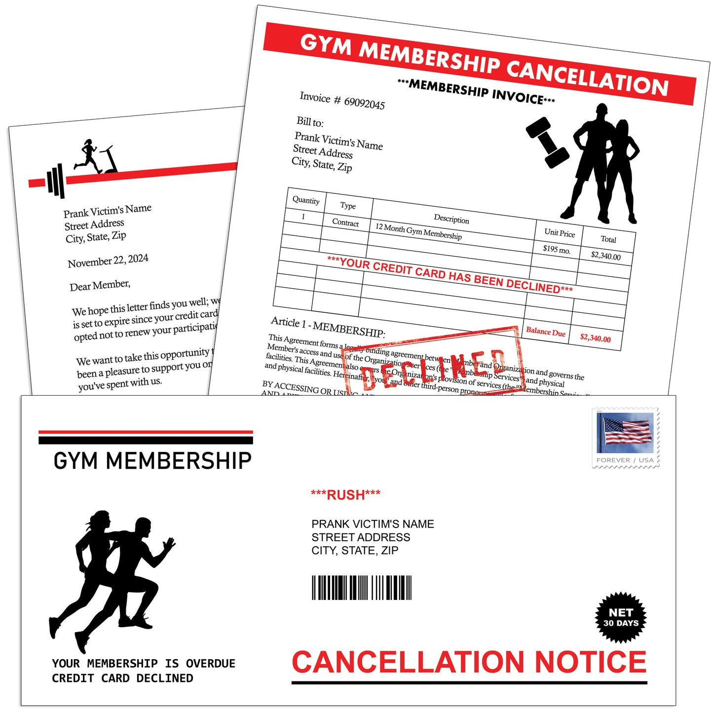 Gym Membership Cancellation Anonymous Mail Prank Letter