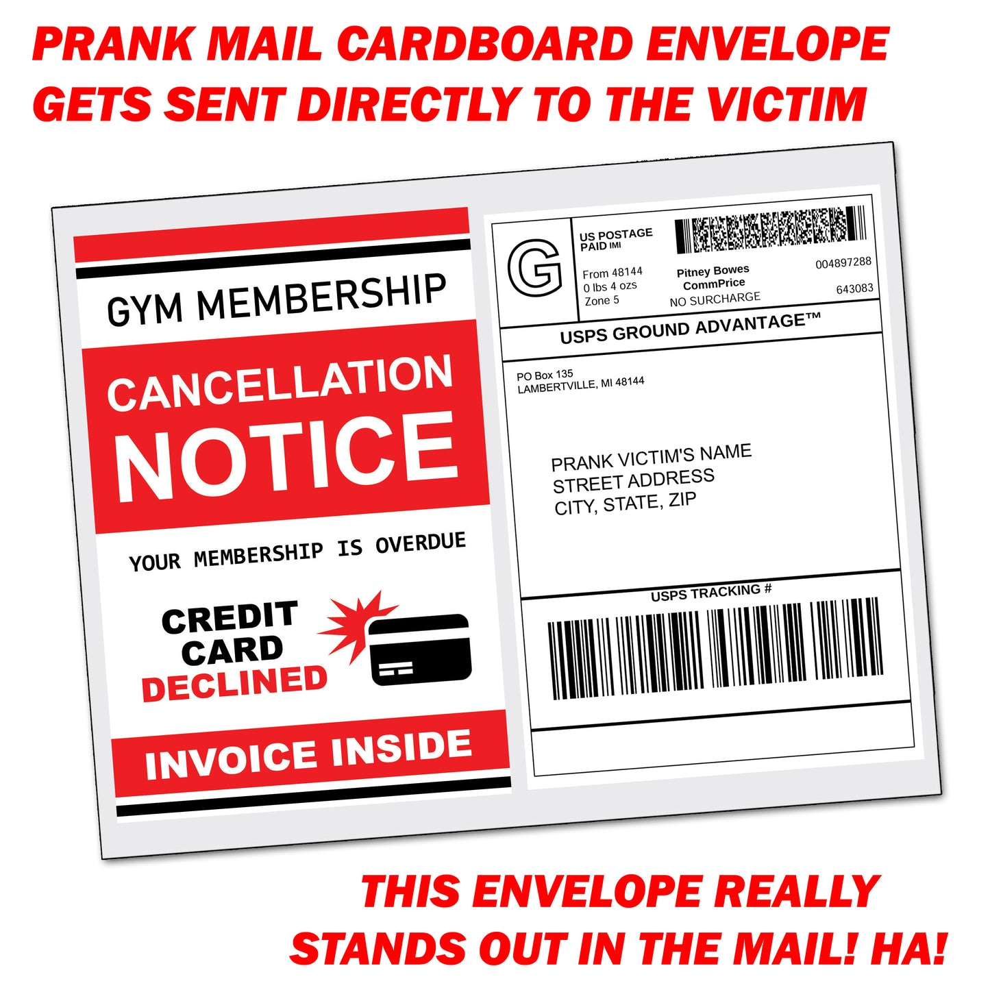 Fake Gym Membership Cancellation Prank Mail Packet