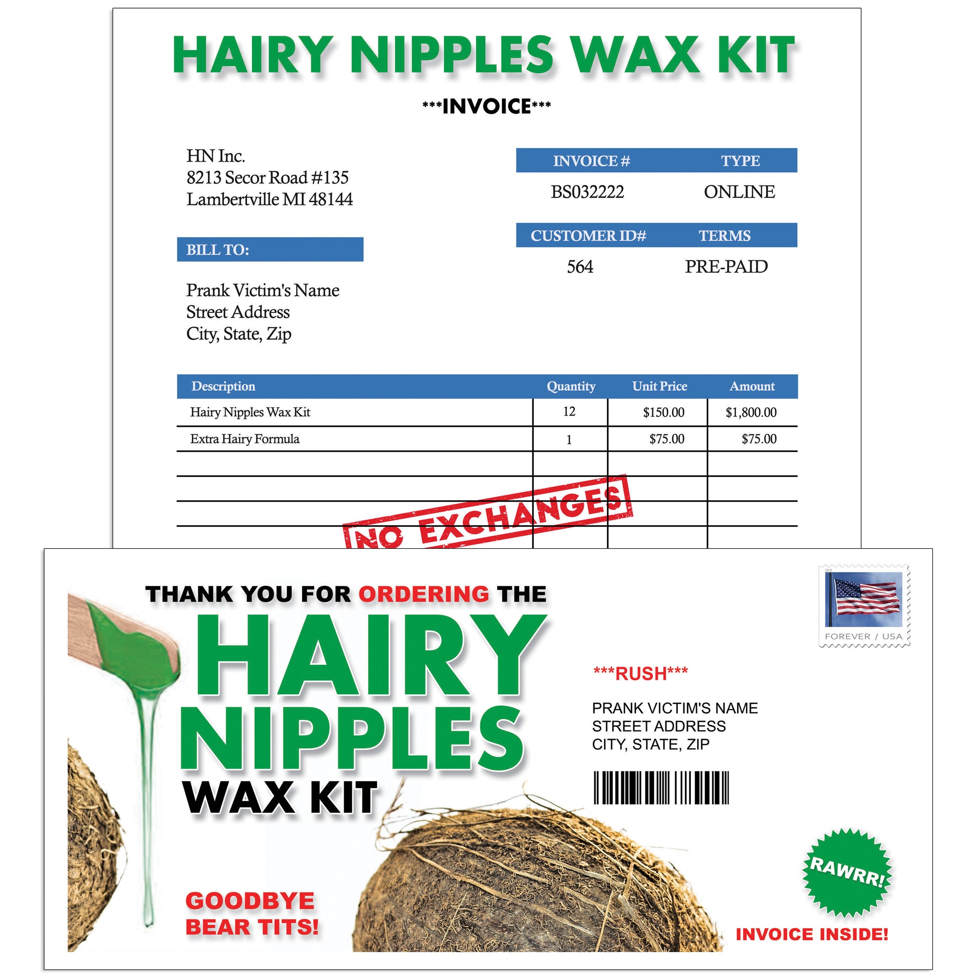 Hairy Nipples Wax Kit Mail Prank