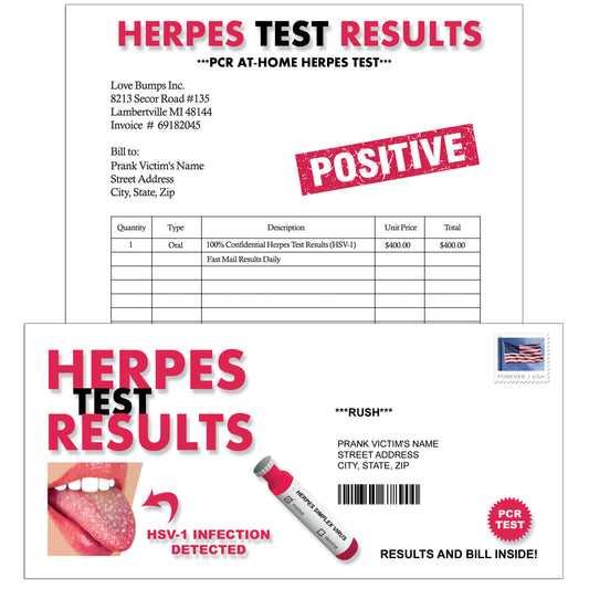 Herpes Test Results Prank Letter Envelope Gag Gift Mail