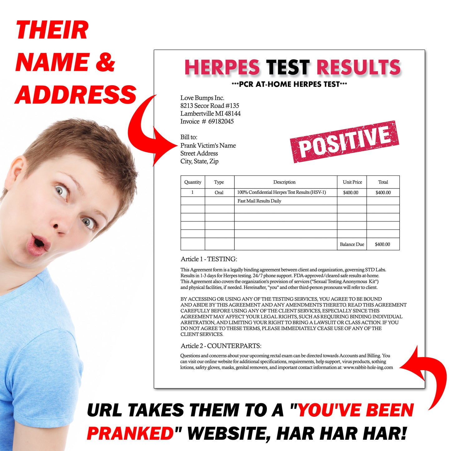 Herpes Test Results Prank Letter