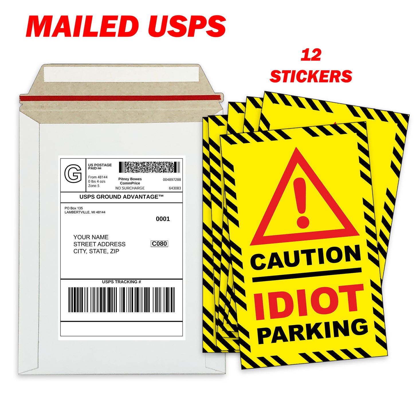 Prank Parking Violation Stickers for Windshields of Bad Drivers - 12 Qty