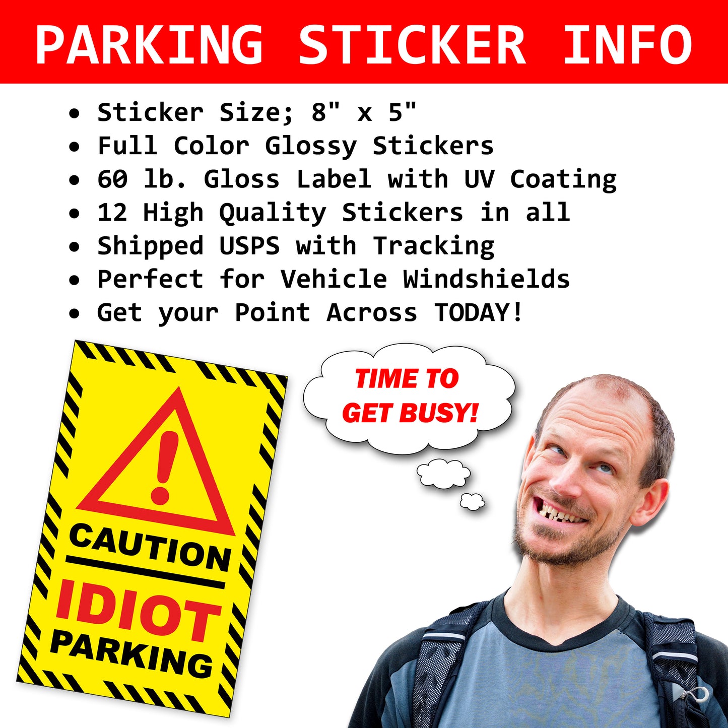 Prank Parking Violation Stickers for Windshields of Bad Drivers - 12 Qty
