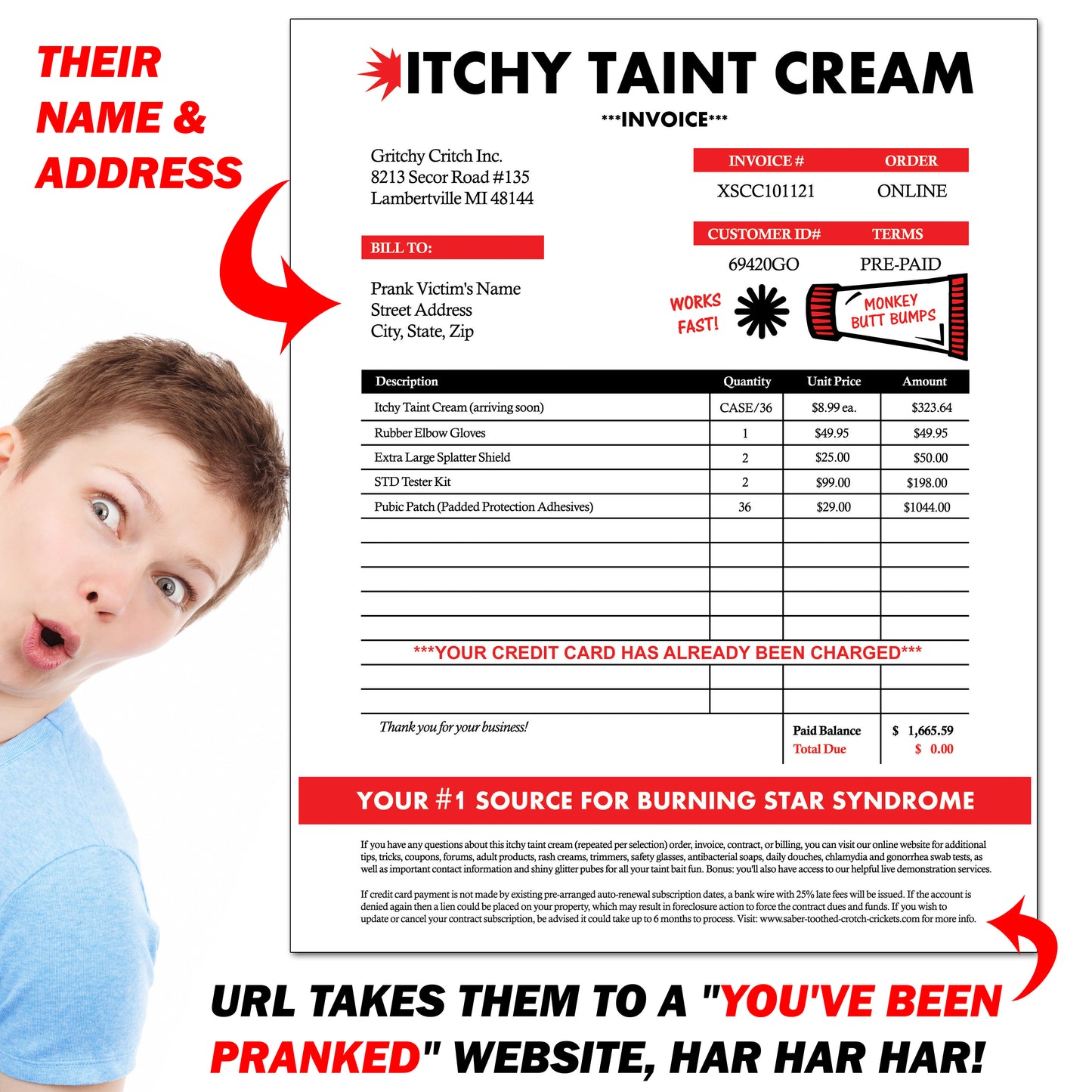 Itchy Taint Cream Fake Product Anonymous Mail Prank Letter