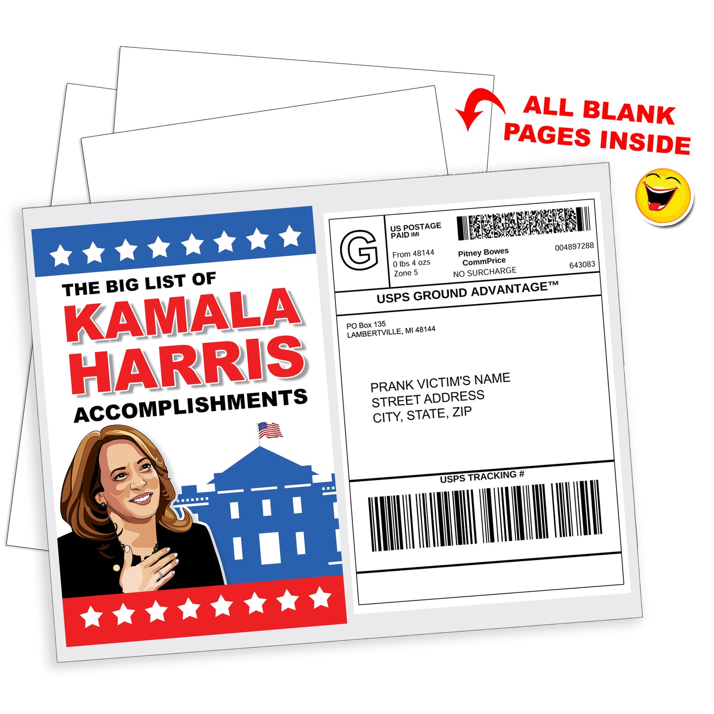 Kamala Harris Big List of  Accomplishments Prank Mail Political Joke