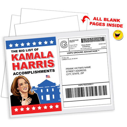 Kamala Harris Big List of  Accomplishments Prank Mail Political Joke