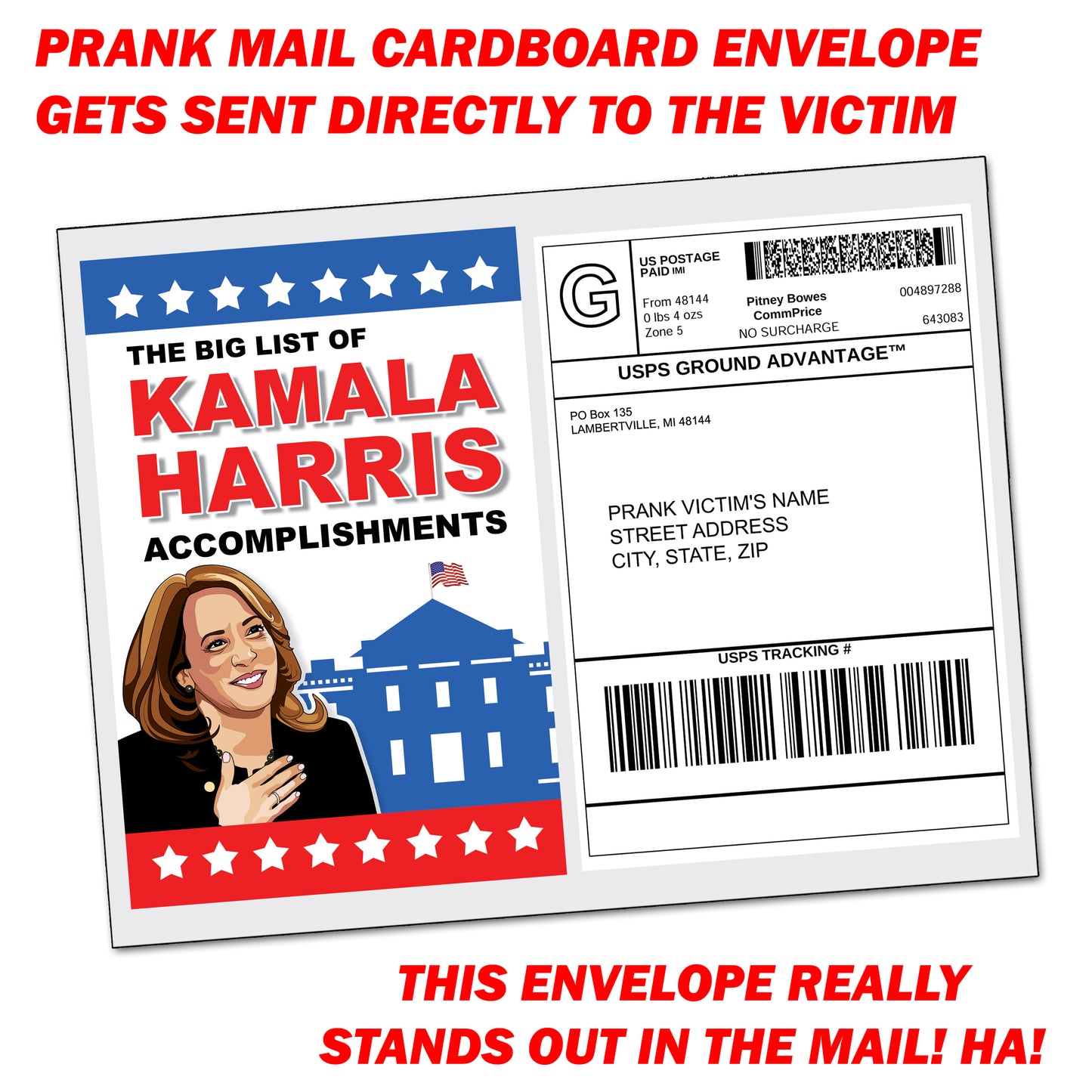 Kamala Harris Big List of  Accomplishments Prank Mail Political Joke