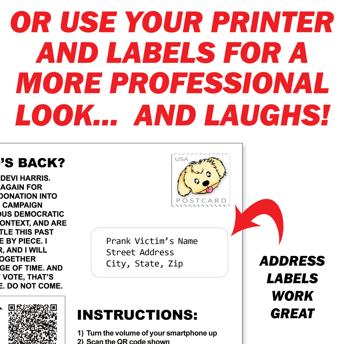 Kamala Harris 2028 I'm Back Bitches Prank Postcards 12 Pack