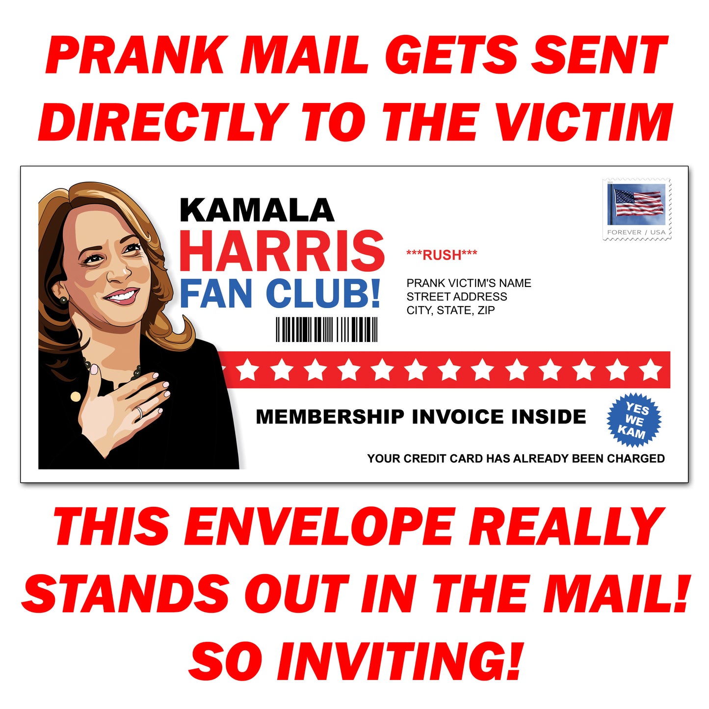 Prank - Kamala Harris Fake Fan Club Membership Mail Joke