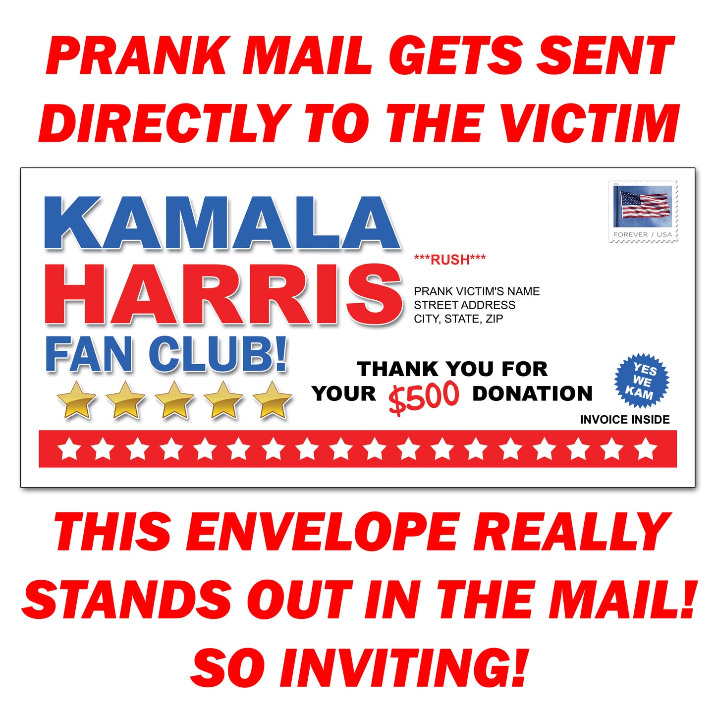 Prank - Kamala Harris Fake Fan Club Membership Mail Joke