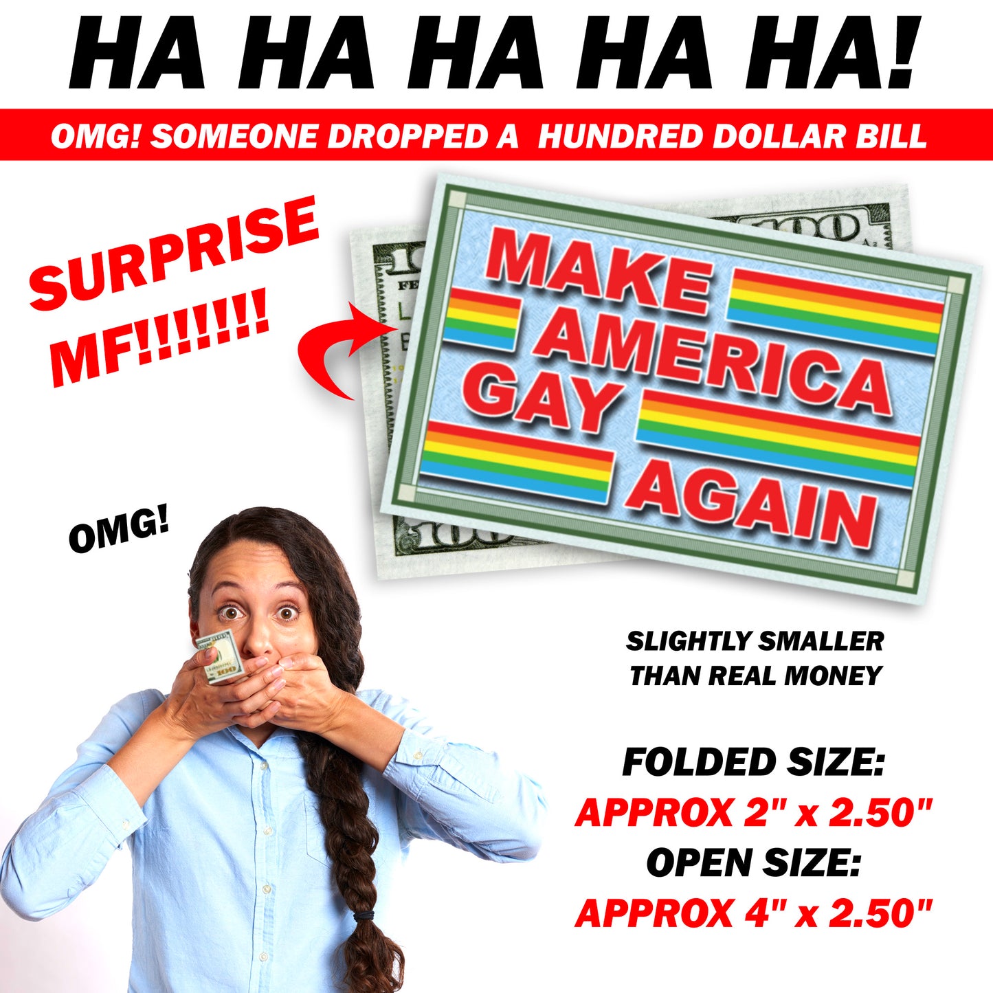 Make America Gay Again Fake Prank 100 Dollar Bills Money! 50 Qty! Troll Everyone!