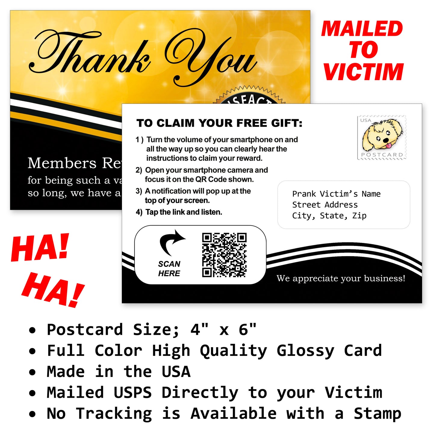 Members Reward Embarrassing Mail Prank Postcard