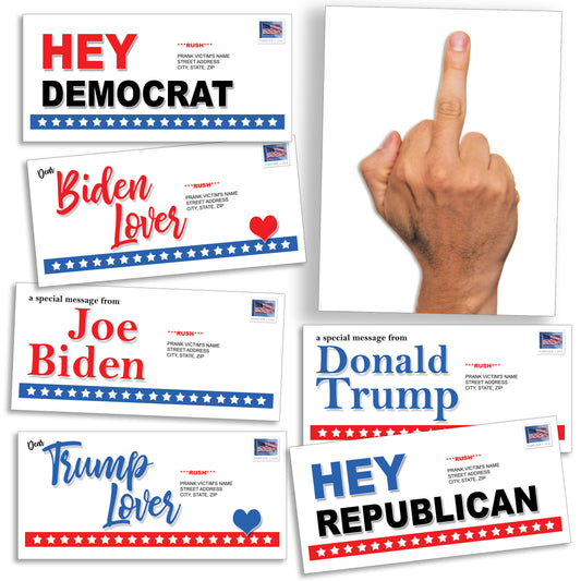 Biden Trump Democrat Republican Middle Finger Prank Mail Letters
