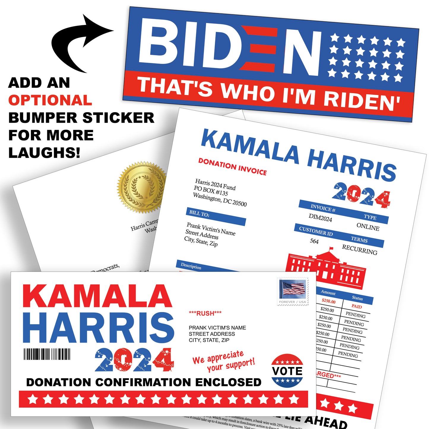 Prank - Kamala Harris 2024 Donation Mail Revenge Joke